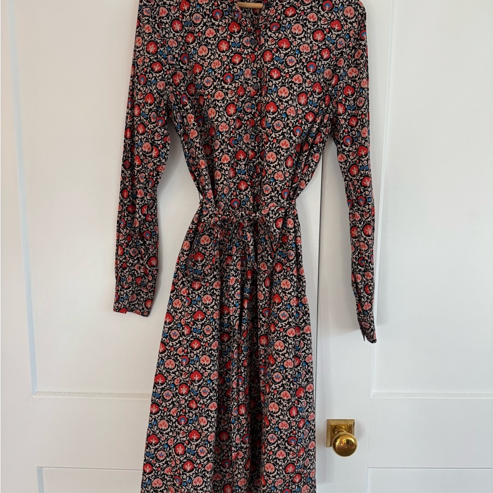 Women’s Boden Red and Black Floral Long Sleeve Dress - 14 Regular